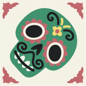 Decorative cement tile Ánima II with flowers and petals, arches and curves